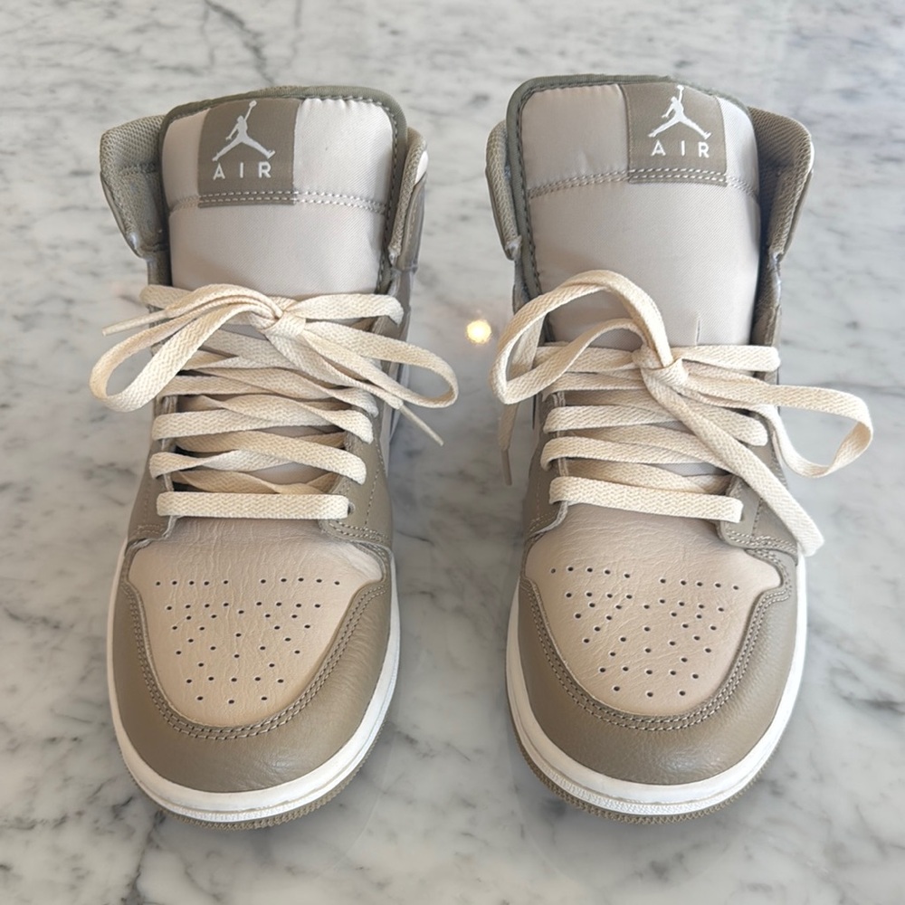 Nike Khaki and Cream High-Top Sneakers Retro Style